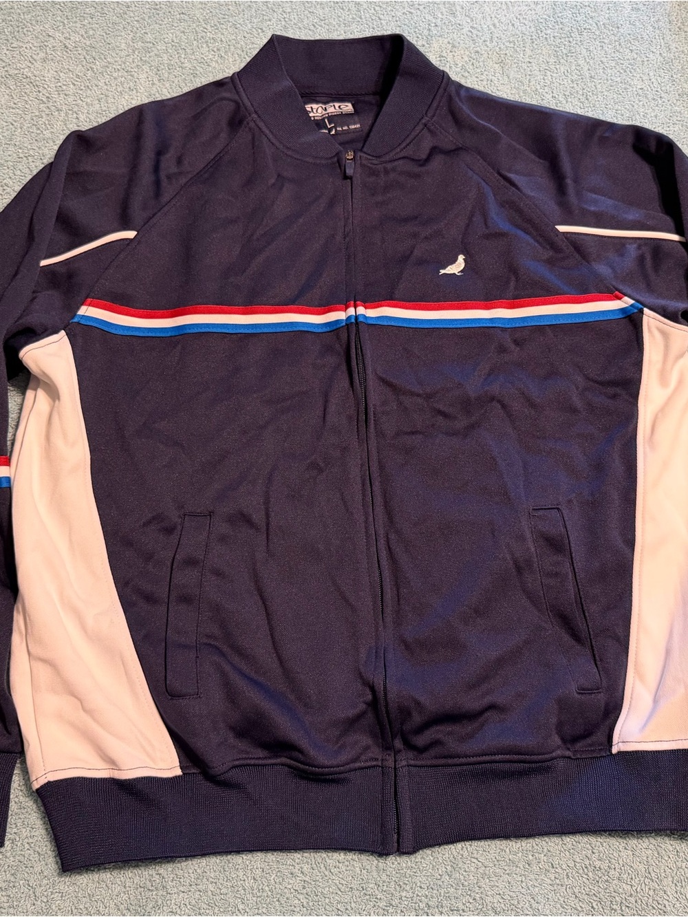 Staple Pigeon Full-zip Track Jacket Red White & Blue Stripes Polyester Large